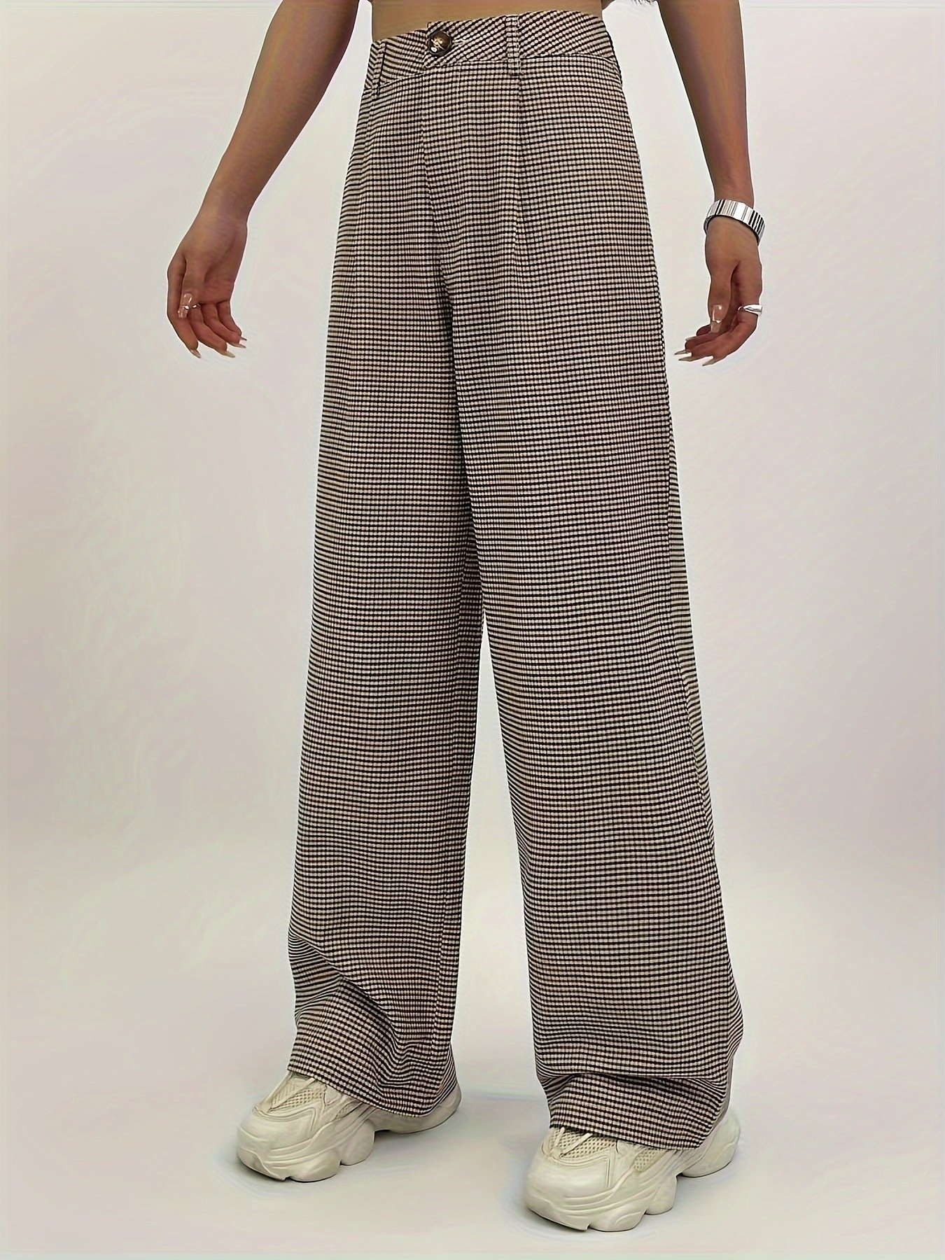 Women Houndstooth Long Pants Casual Spring/Fall Trousers