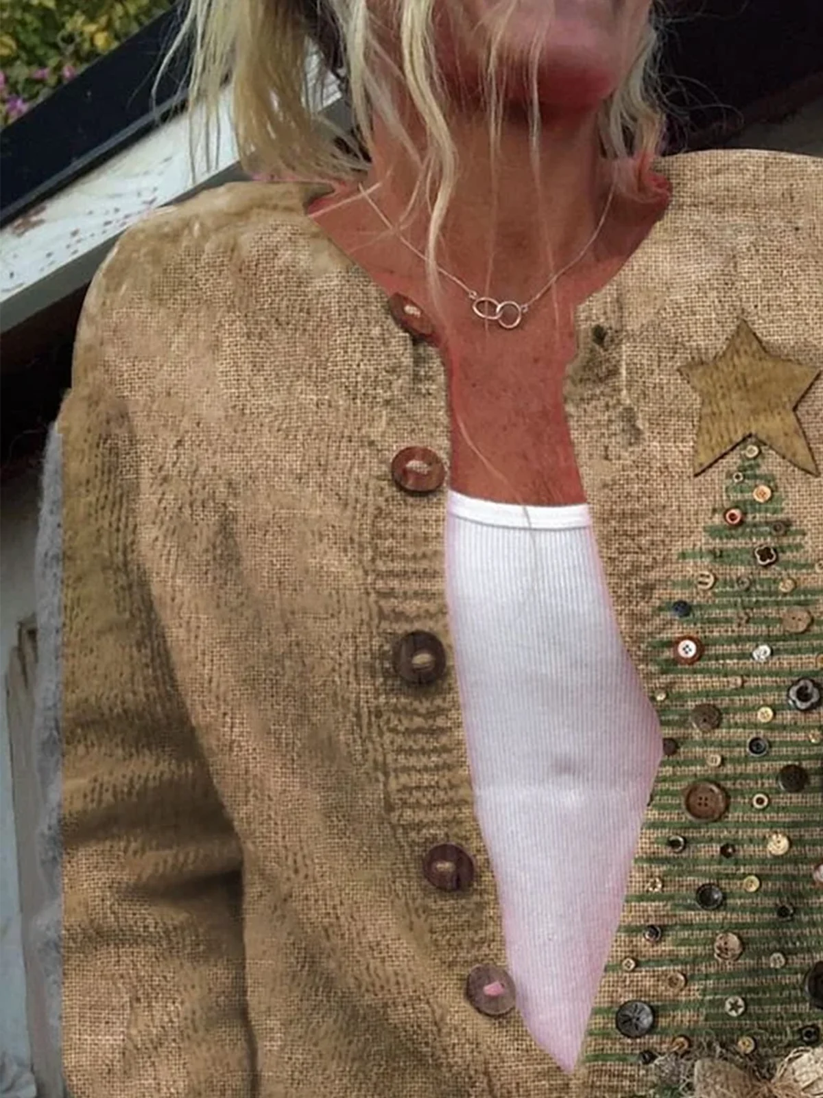 Women Wool/Knitting Floral Long Sleeve Comfy Casual Cardigan