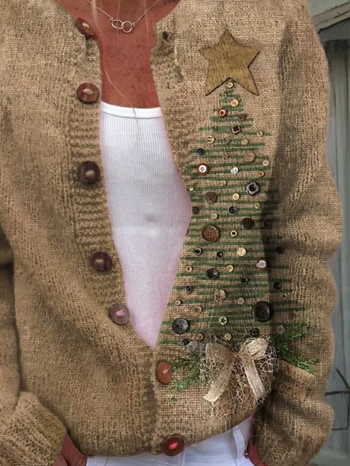 Women Wool/Knitting Floral Long Sleeve Comfy Casual Cardigan