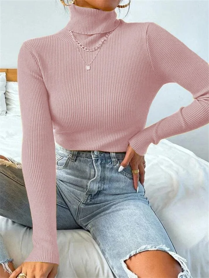 Light Luxury High-End Sweater Autumn And Winter Pile Collar Base Sweater Slim Fit Thick Base Sweater