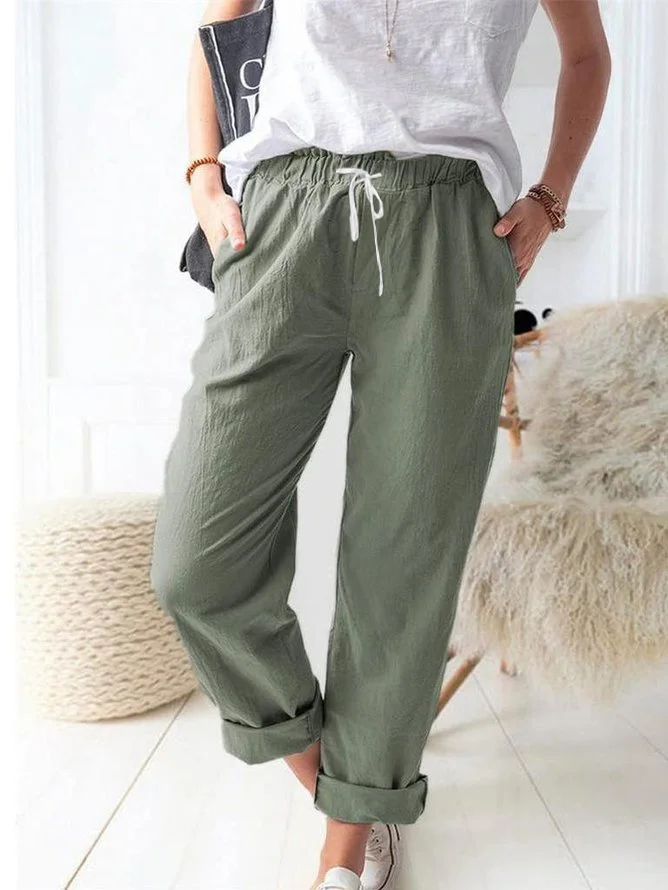 Women Plain Long Pants Vintage Spring/Fall Trousers