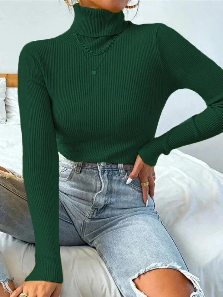 Light Luxury High-End Sweater Autumn And Winter Pile Collar Base Sweater Slim Fit Thick Base Sweater