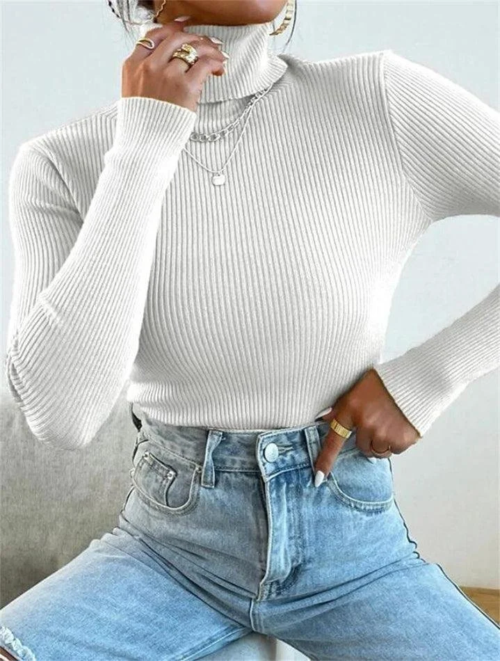 Light Luxury High-End Sweater Autumn And Winter Pile Collar Base Sweater Slim Fit Thick Base Sweater