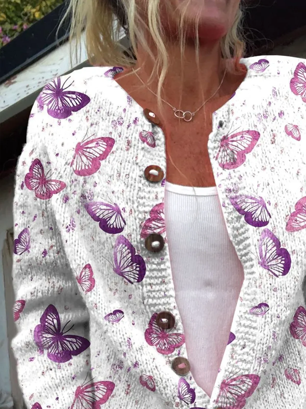 Women Wool/Knitting Animal Long Sleeve Comfy Casual Cardigan