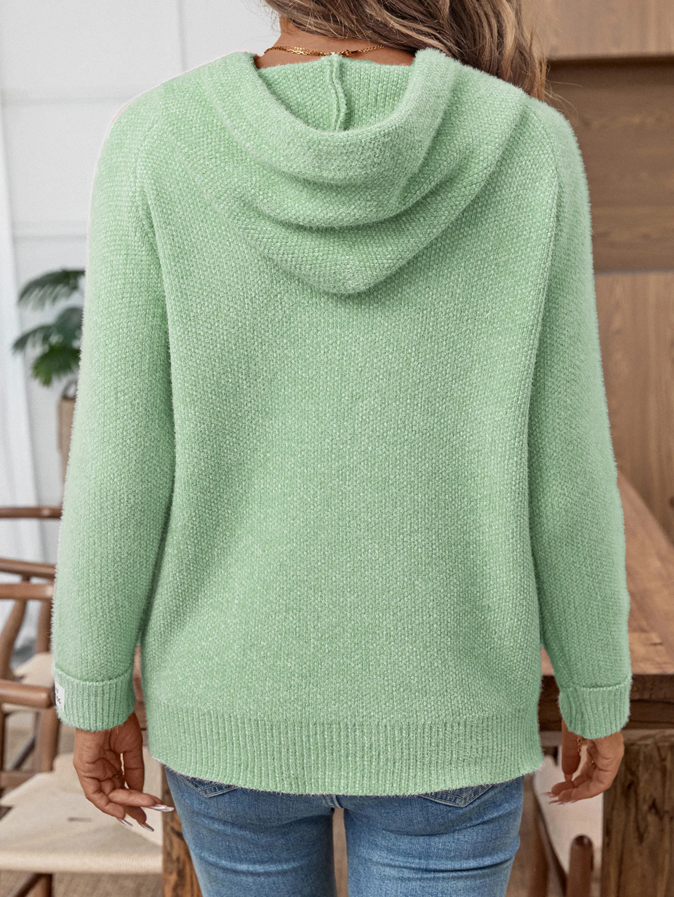 Women Cotton Plain Long Sleeve Comfy Casual Sweater