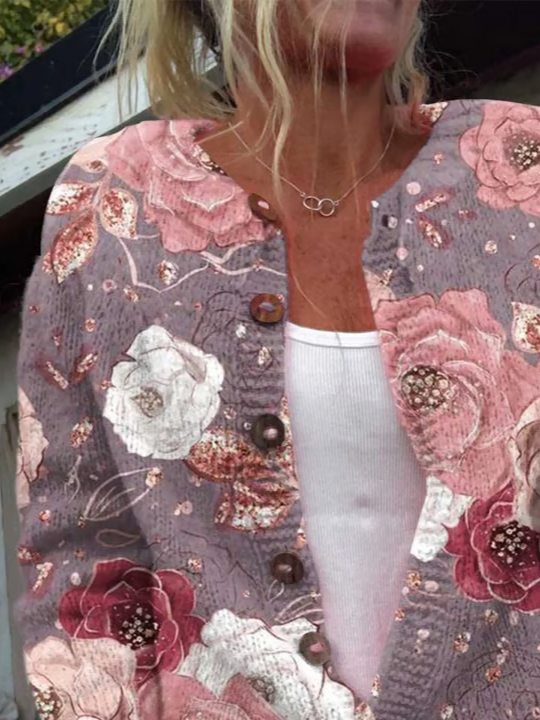 Women Floral Long Sleeve Comfy Casual Printing Cardigan