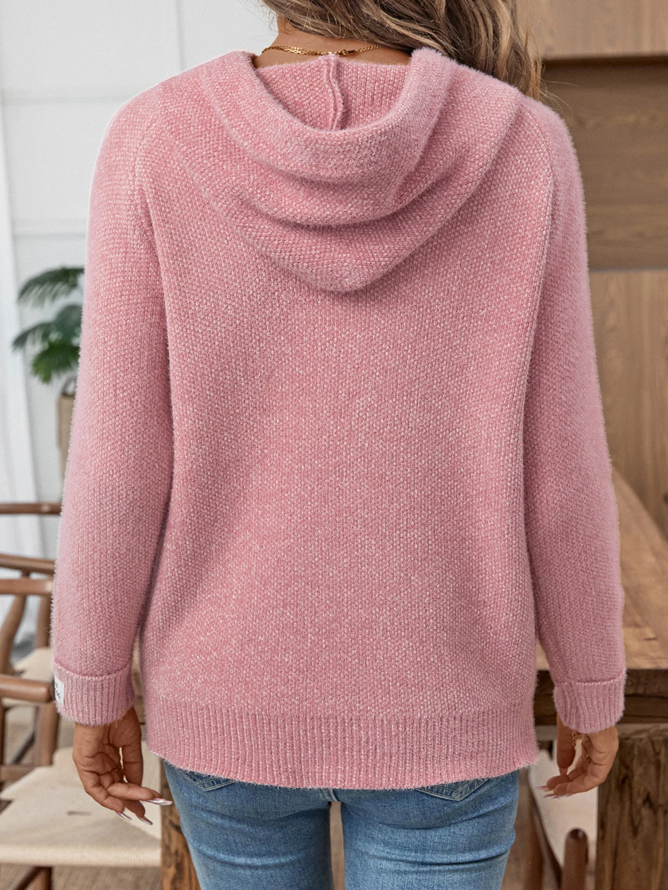 Women Cotton Plain Long Sleeve Comfy Casual Sweater