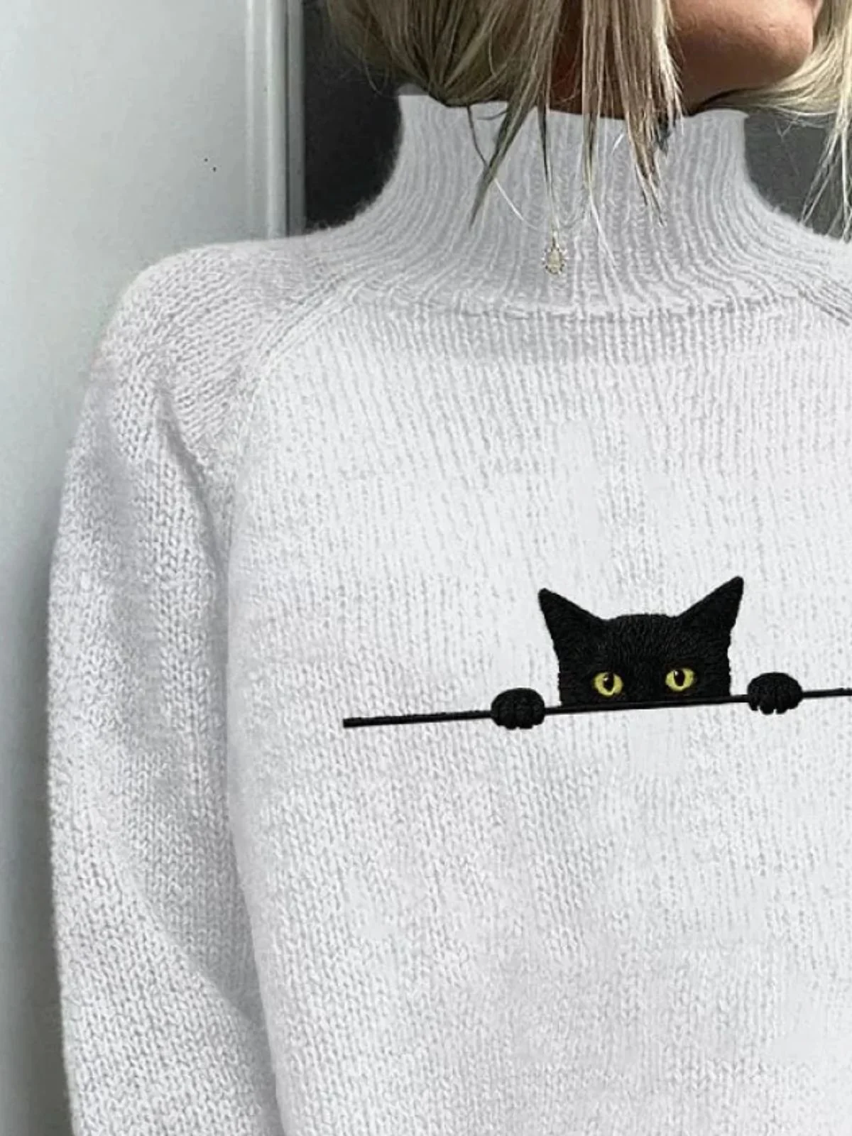 Women Cat Long Sleeve Comfy Casual Sweater