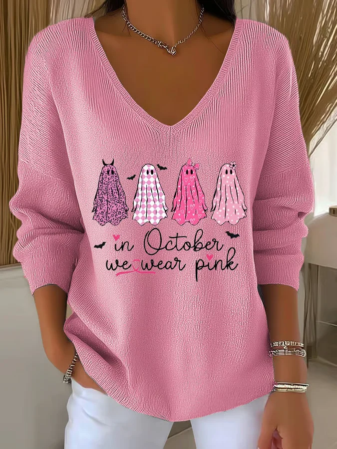 Women Cotton Geometric Long Sleeve Comfy Casual Sweater