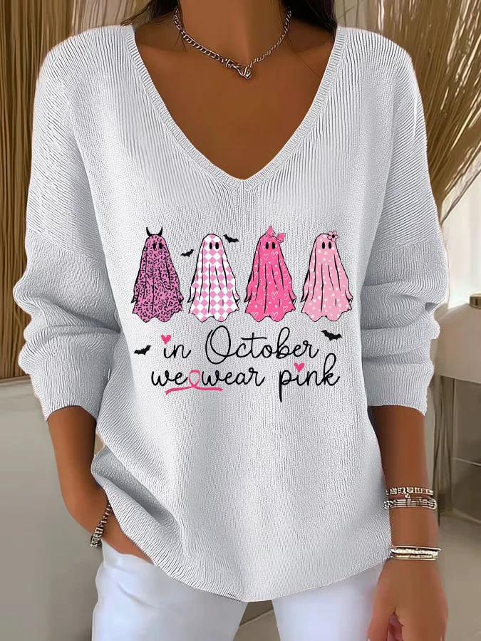 Women Cotton Geometric Long Sleeve Comfy Casual Sweater