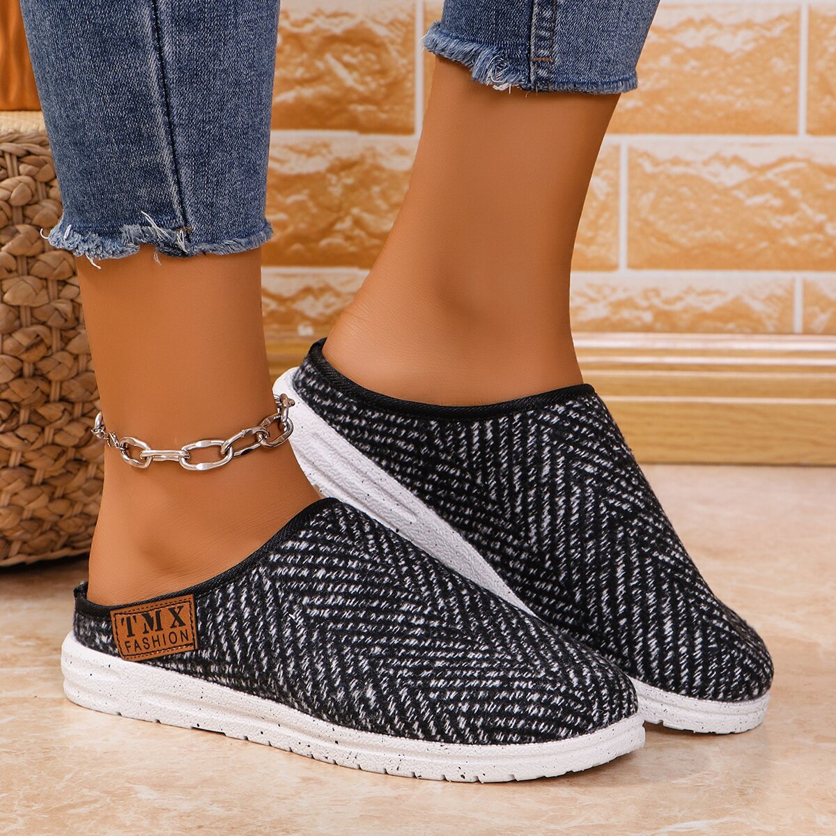 Casual Color Block Slip On Flat Heel Loafers