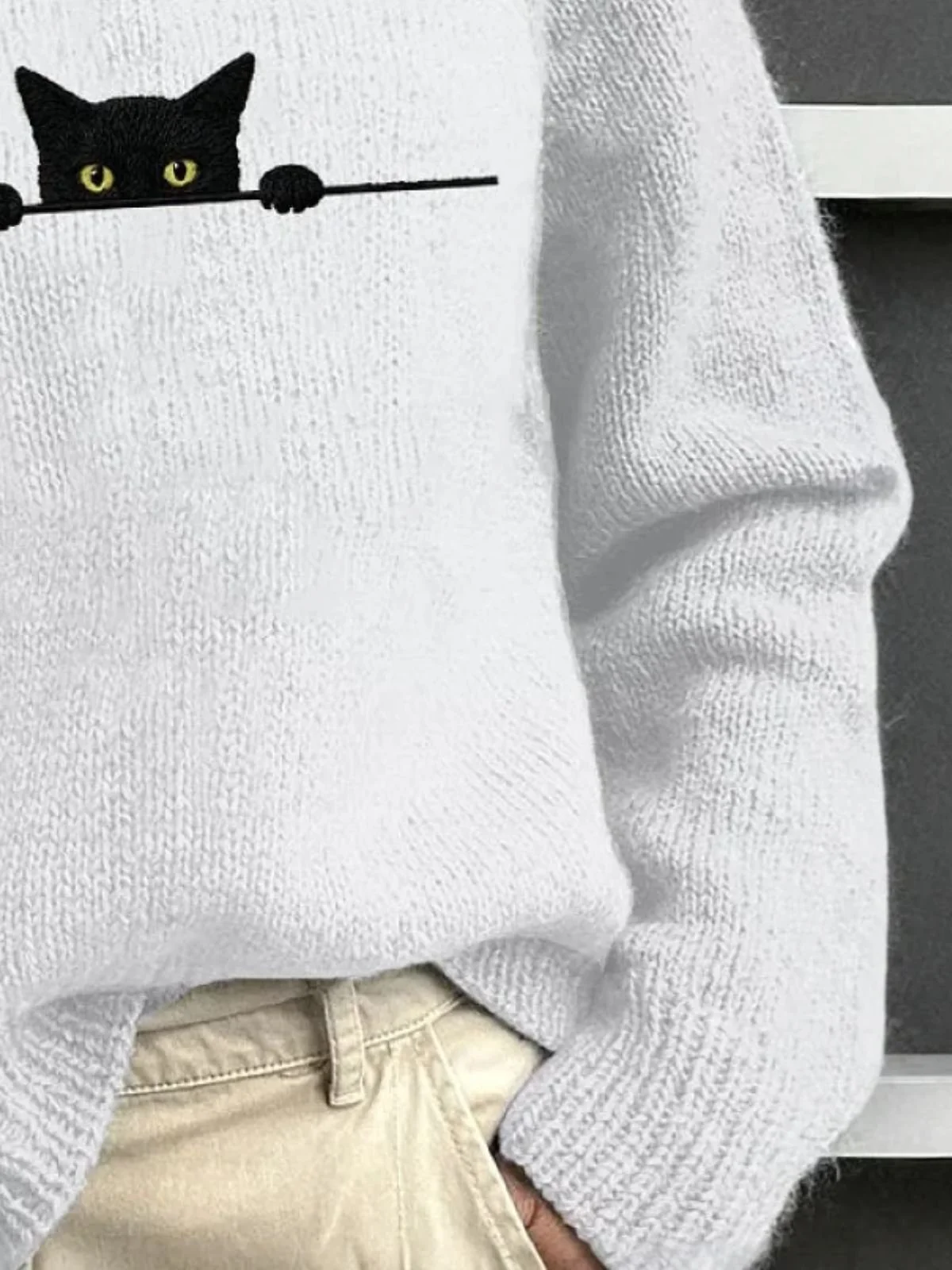 Women Cat Long Sleeve Comfy Casual Sweater