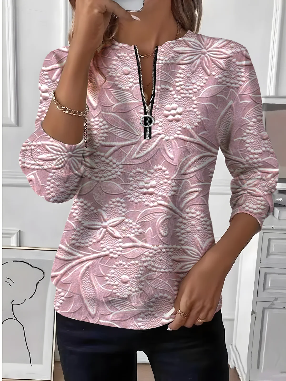 Vintage Crew Neck Floral Sweatshirt