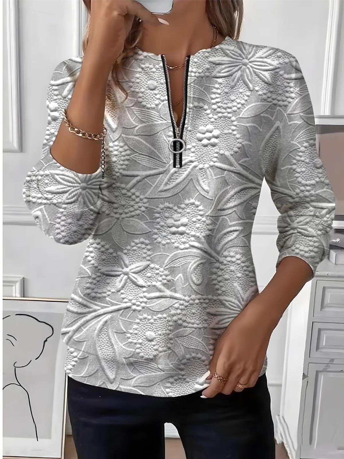 Vintage Crew Neck Floral Sweatshirt