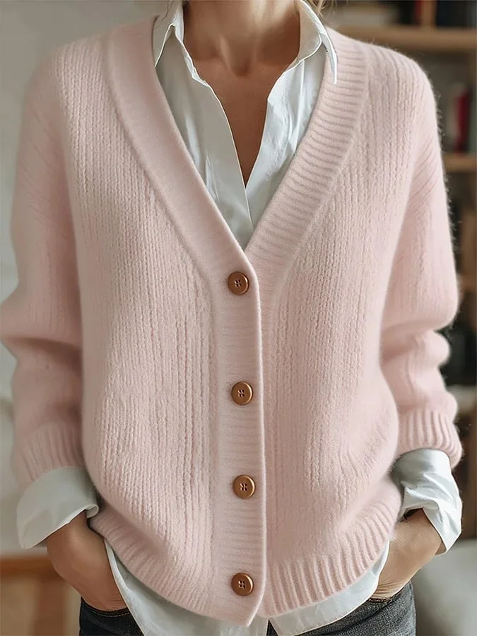 Women Plain Long Sleeve Comfy Vintage Cardigan