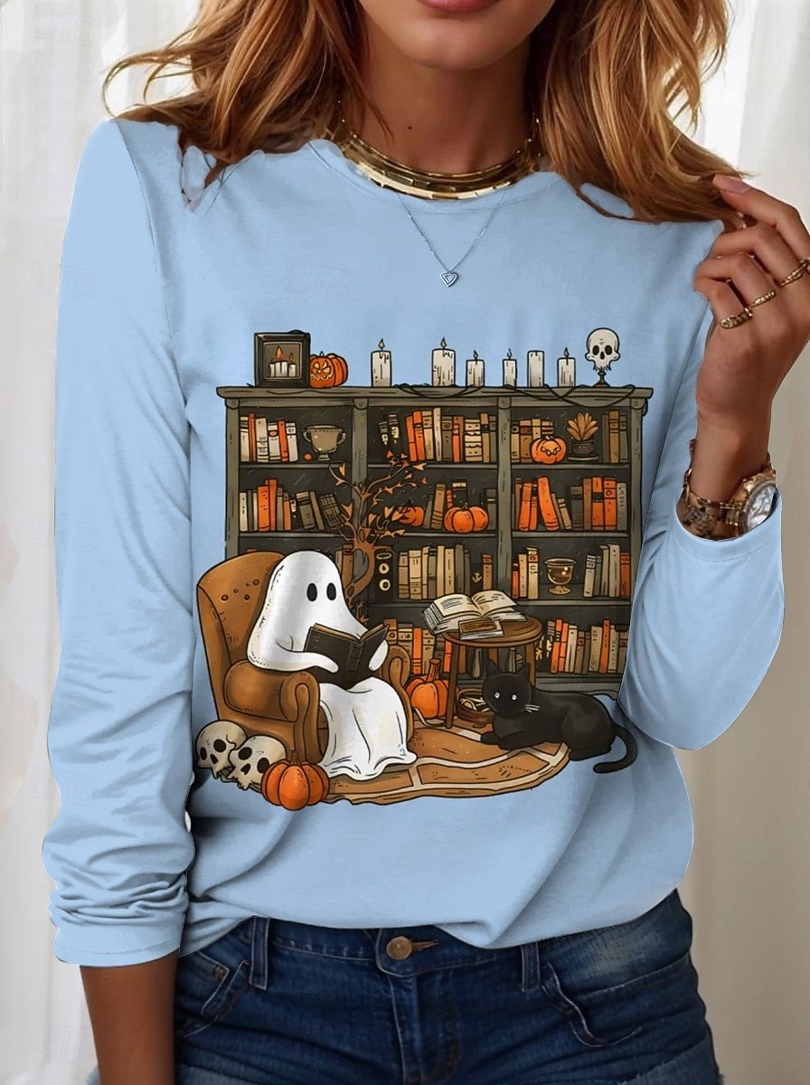 Vintage Halloween Crew Neck Long Sleeve T-shirt