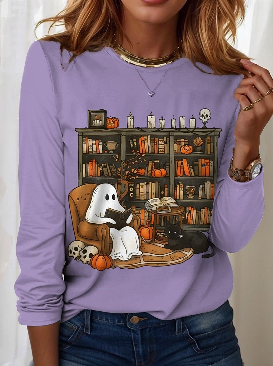 Vintage Halloween Crew Neck Long Sleeve T-shirt