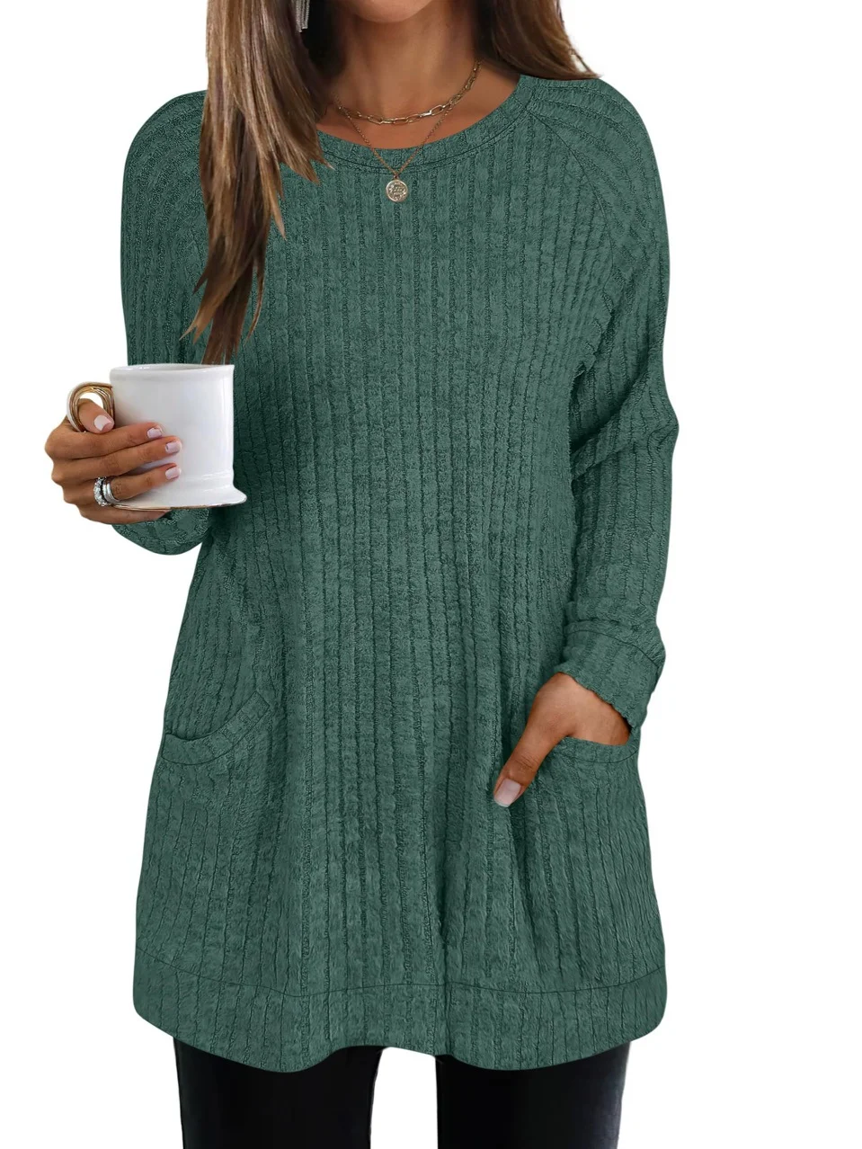 Casual Plain Crew Neck Long Sleeve T-shirt