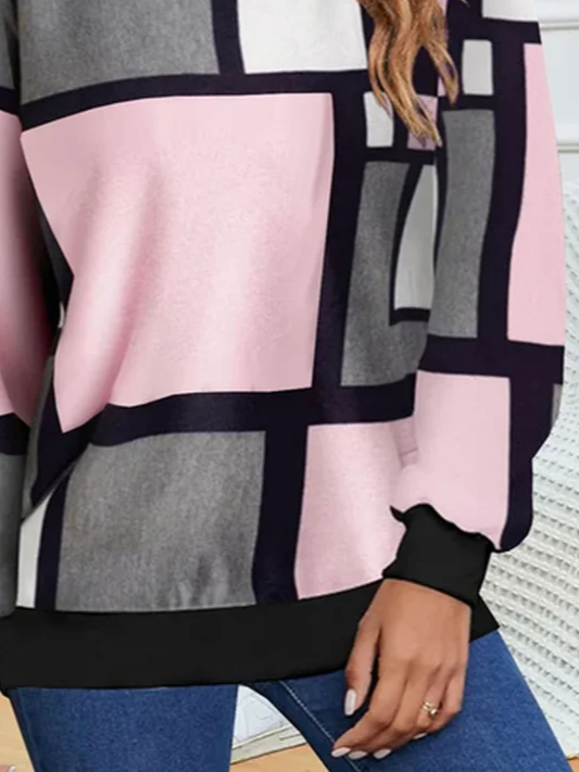 Casual Crew Neck Abstract Sweatshirt Printing