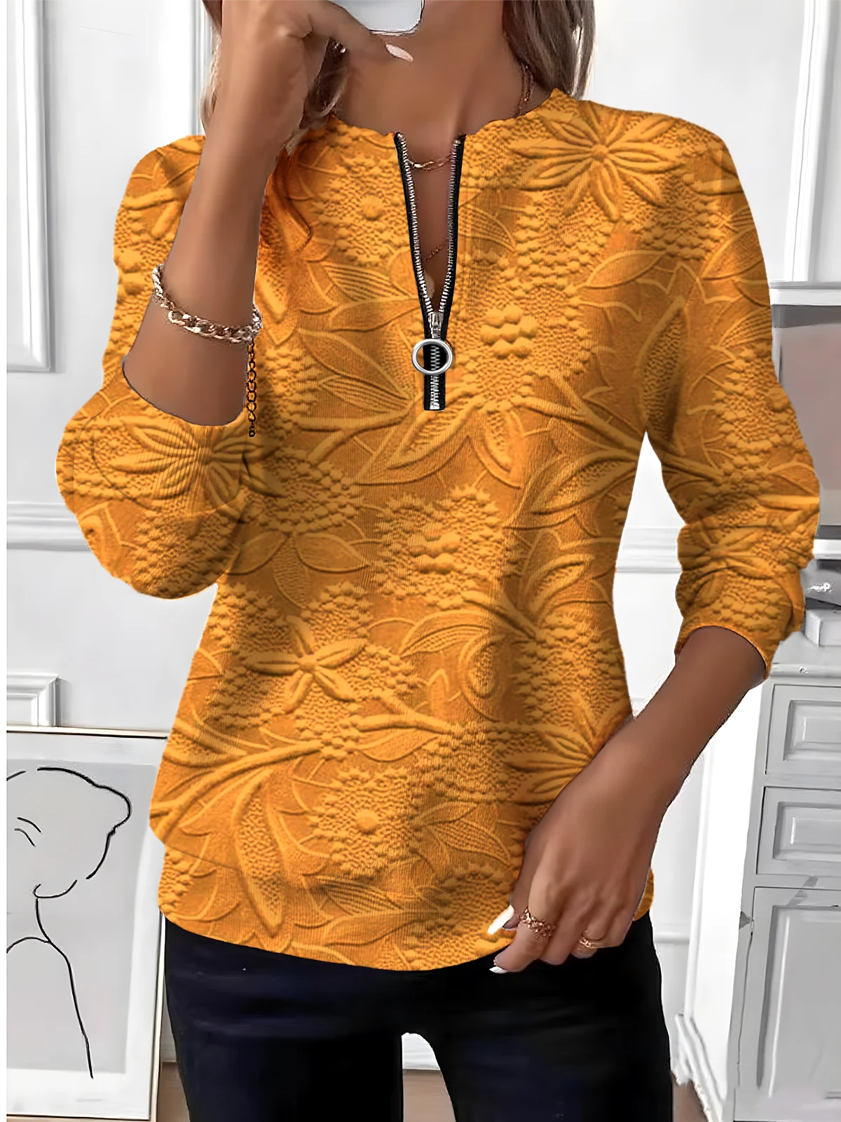 Vintage Crew Neck Floral Sweatshirt