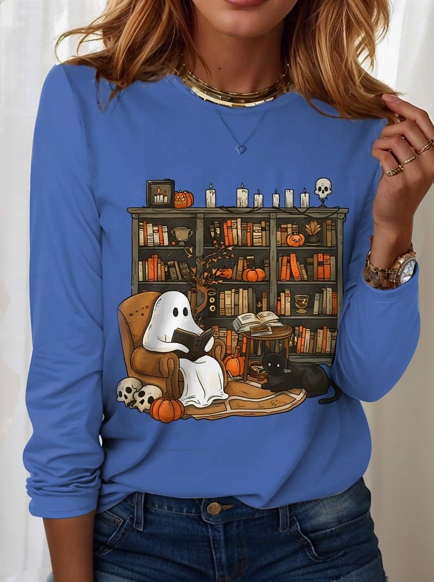 Vintage Halloween Crew Neck Long Sleeve T-shirt