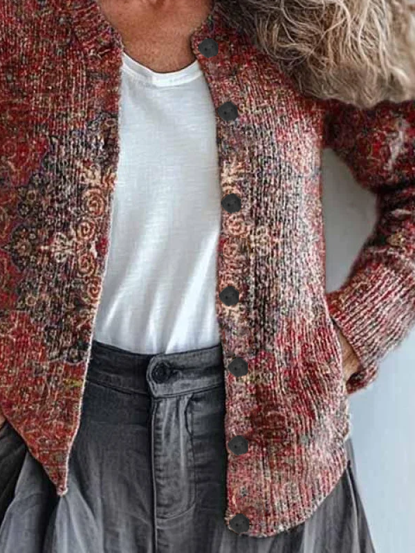 Women Ethnic Long Sleeve Comfy Vintage Printing Cardigan