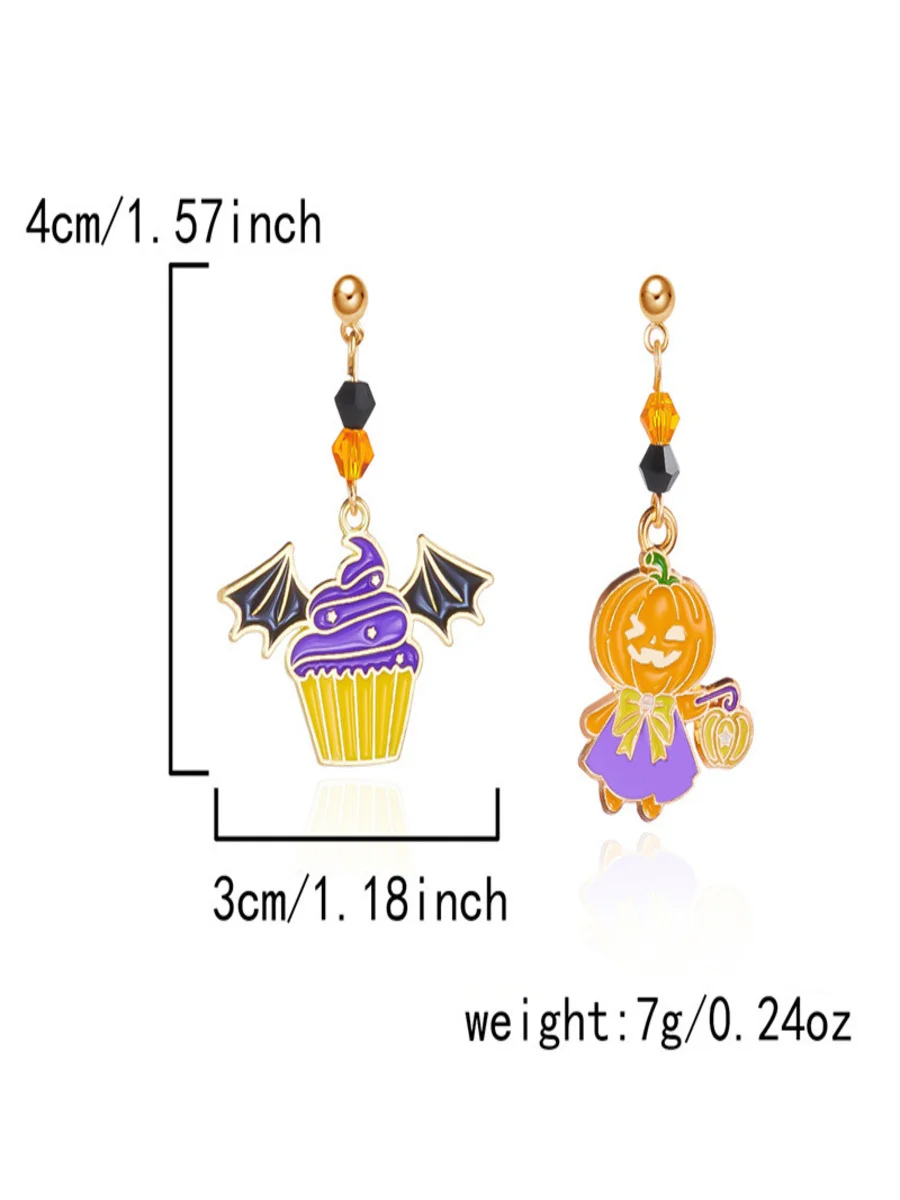 Halloween Jewelry Cartoon Bat Ghost Pumpkin Earrings Kitten Skull Spider Witch Earrings