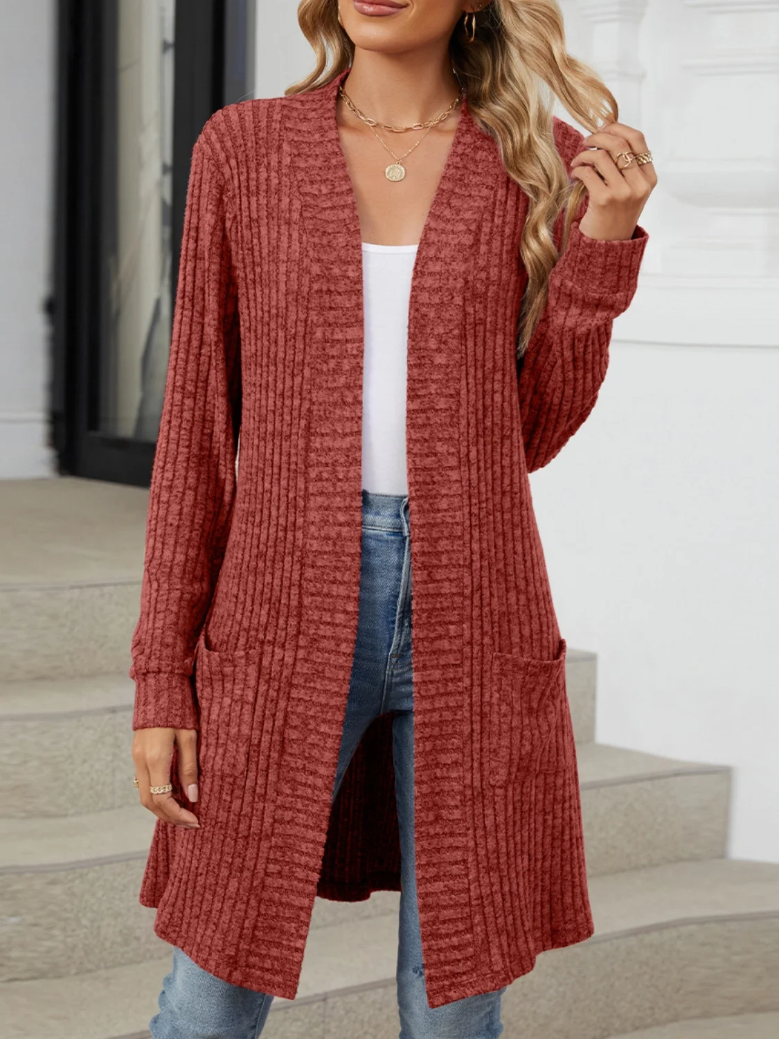 Women Spring/Fall Outerwear Vintage Split Joint Plain Long Sleeve Wrap Jacket