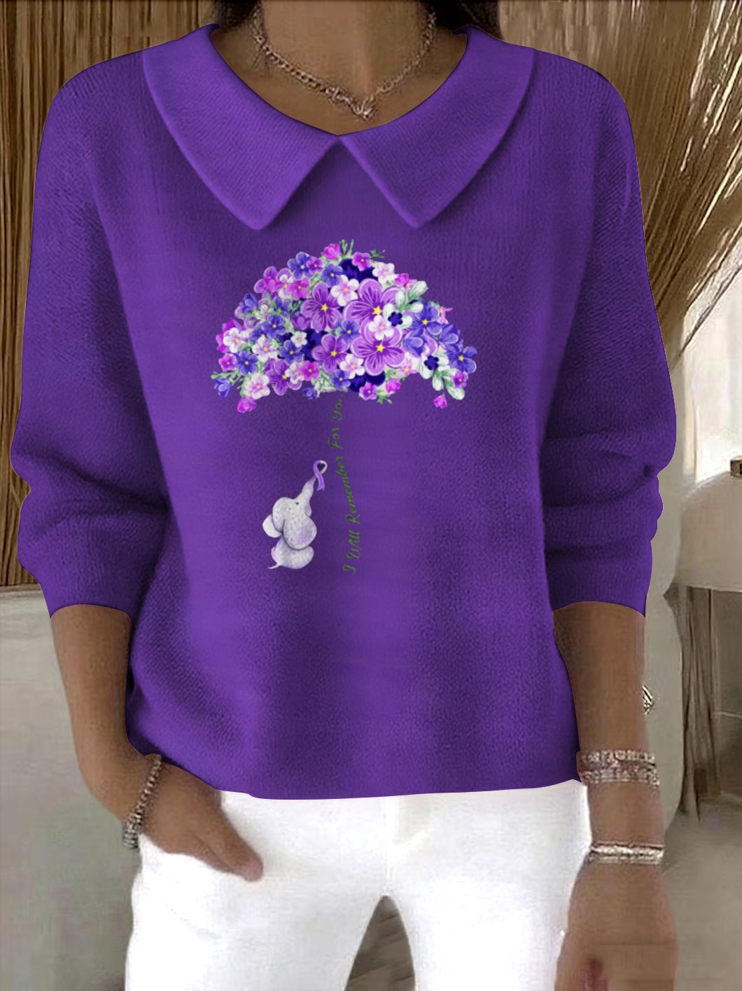 Women Cotton Floral Long Sleeve Comfy Casual Sweater
