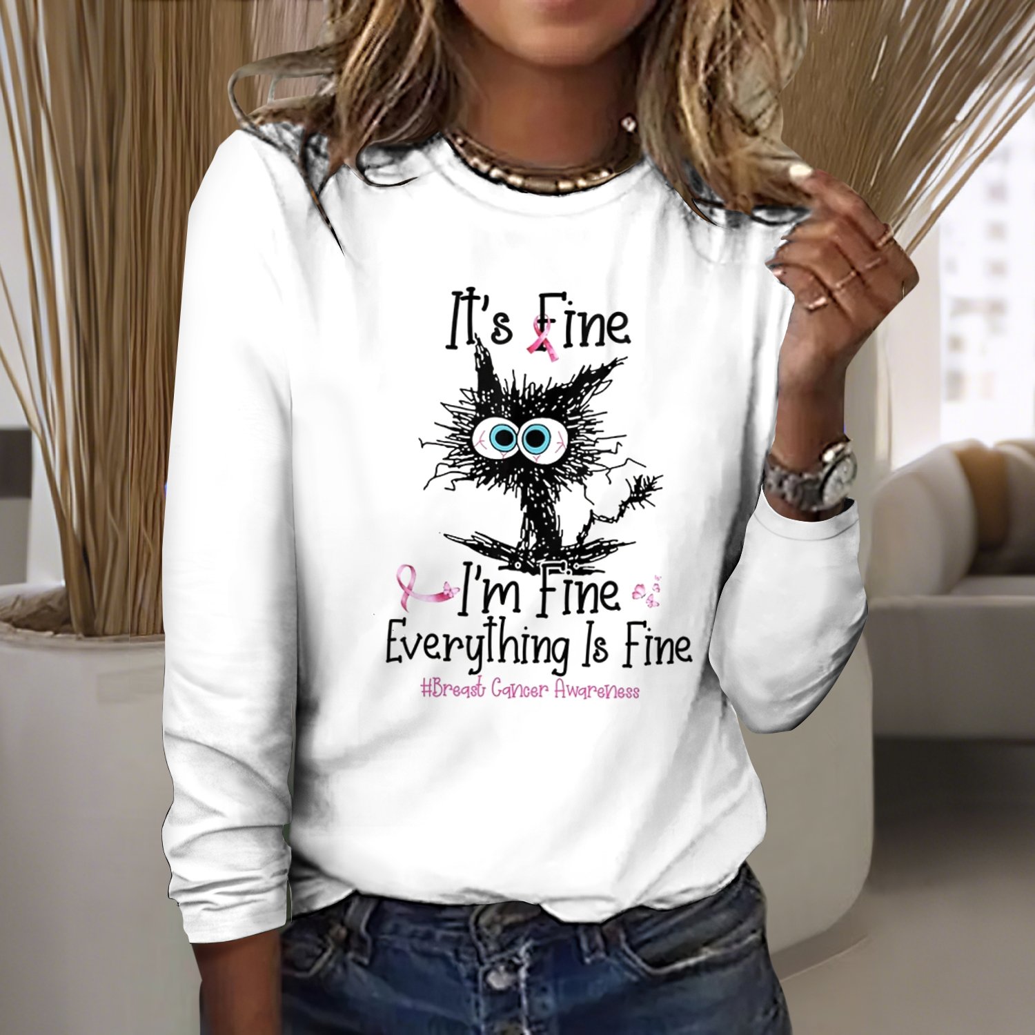 Vintage Animal Crew Neck Long Sleeve T-shirt