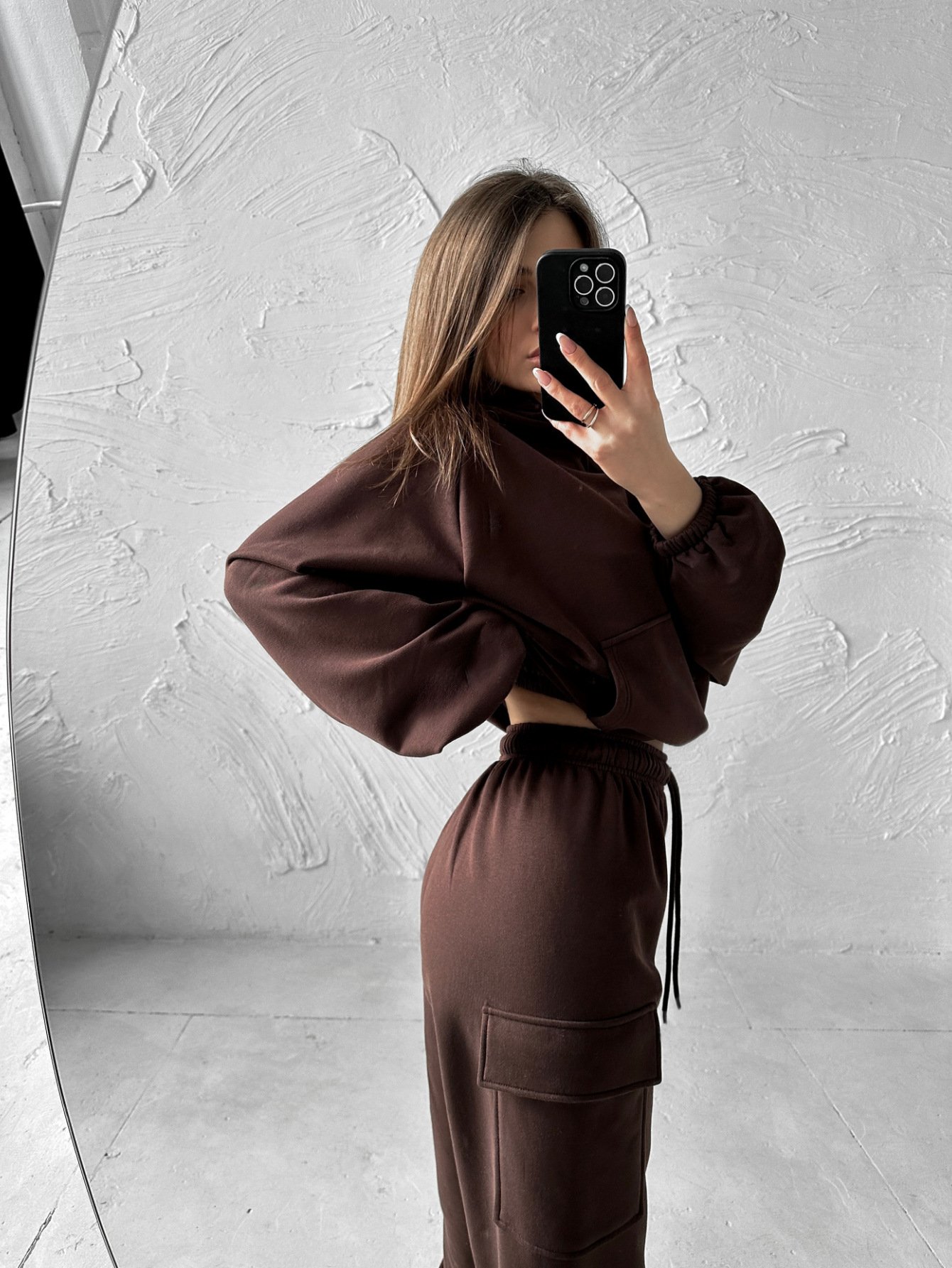 Women Plain Two-Piece Set Daily Long Sleeve Casual Spring/Fall Top With Pants Matching Set