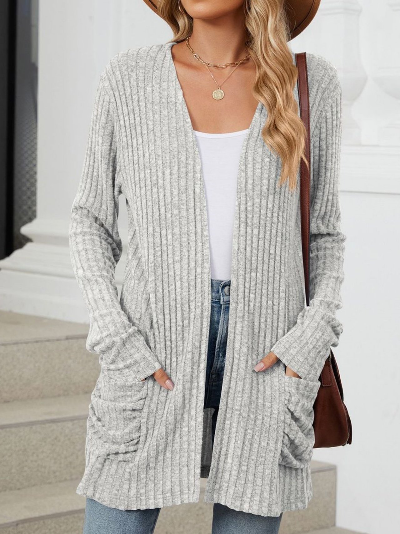 Women Spring/Fall Outerwear Vintage Gathered Plain Long Sleeve Jacket