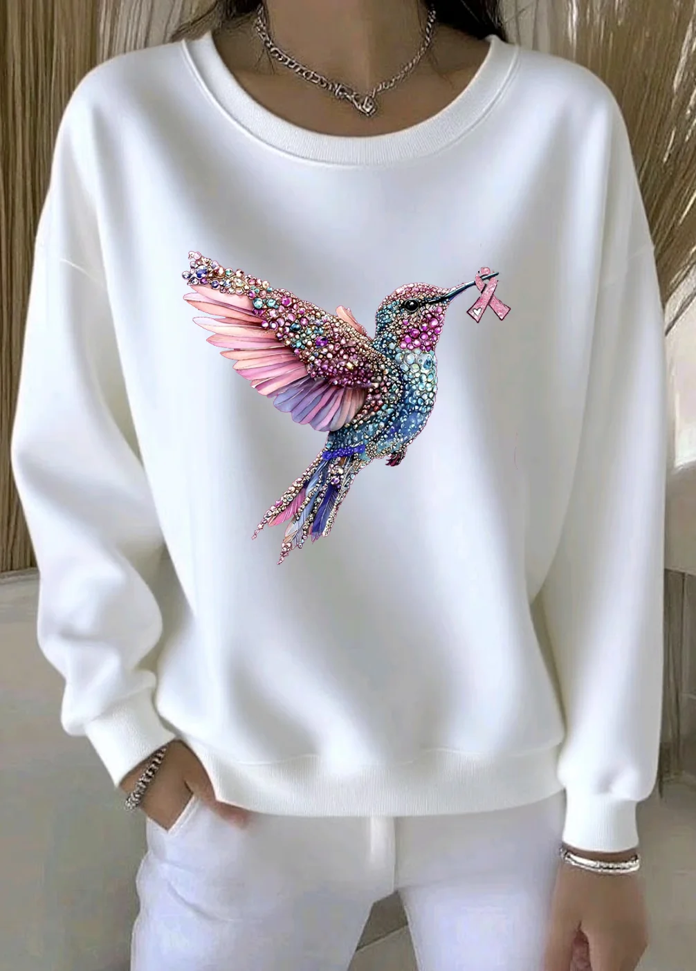 Casual Crew Neck Animal Sweatshirt