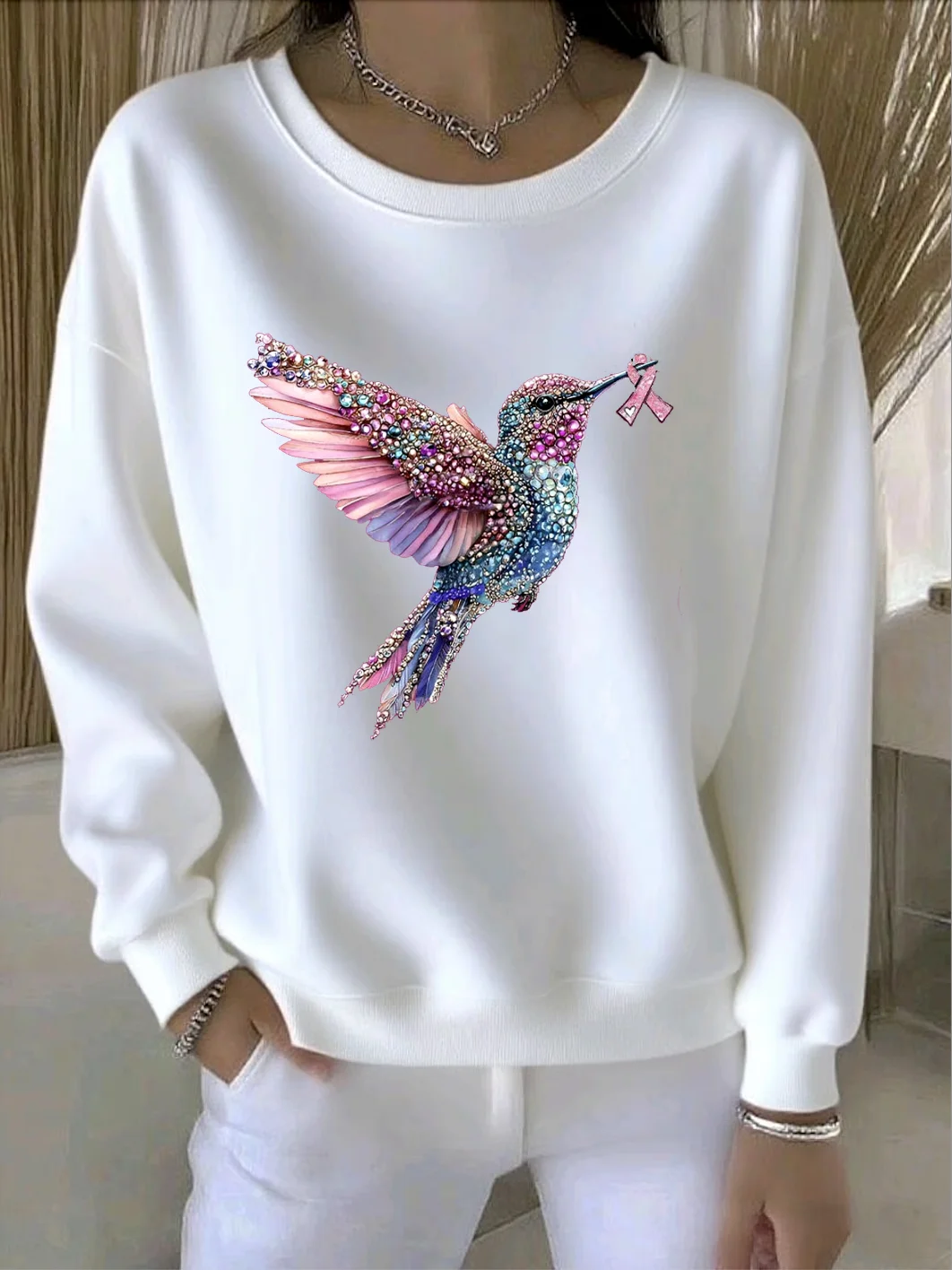 Casual Crew Neck Animal Sweatshirt