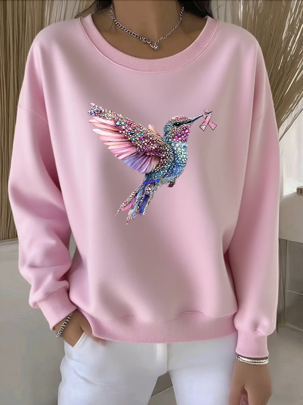 Casual Crew Neck Animal Sweatshirt