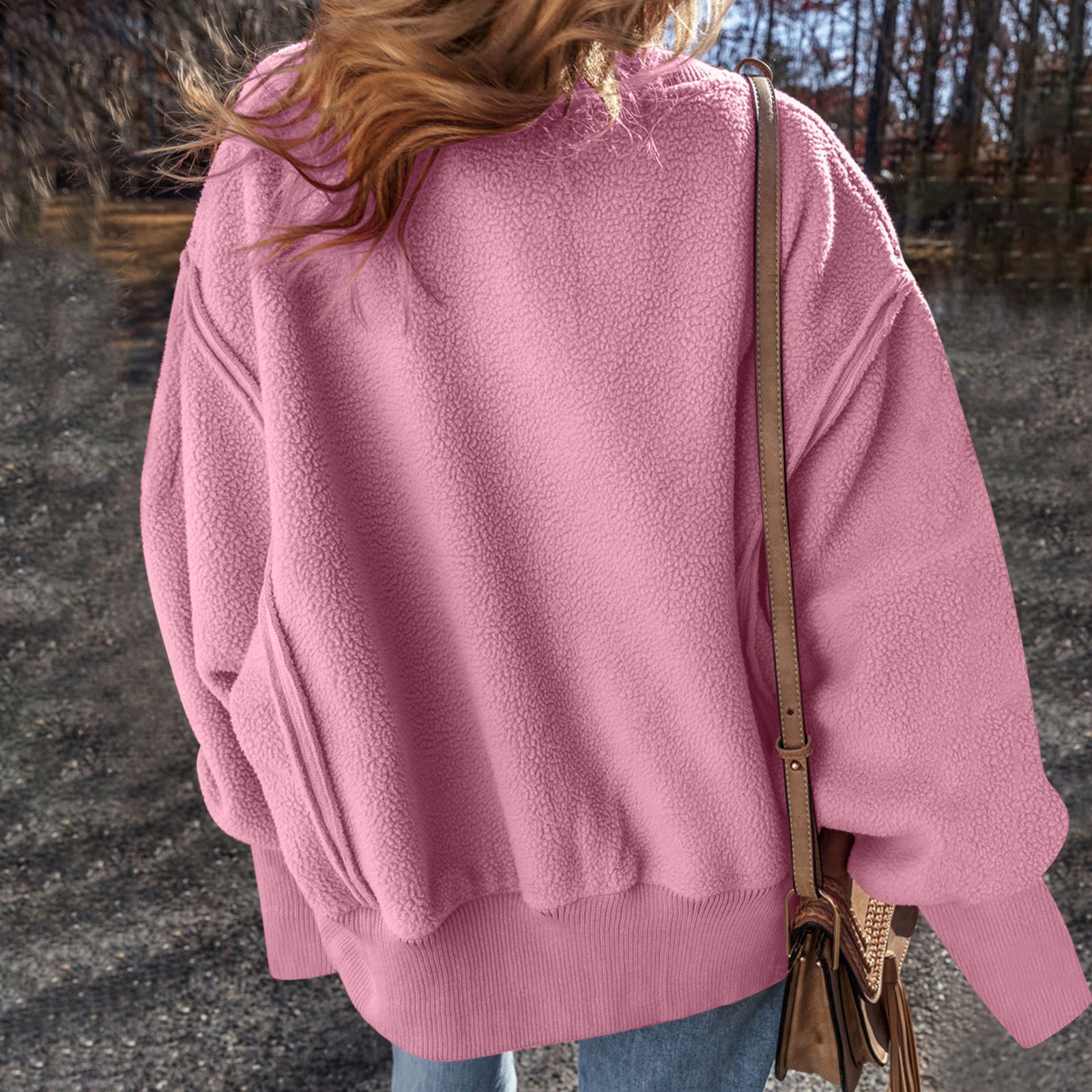 Casual Crew Neck Plain Sweatshirt