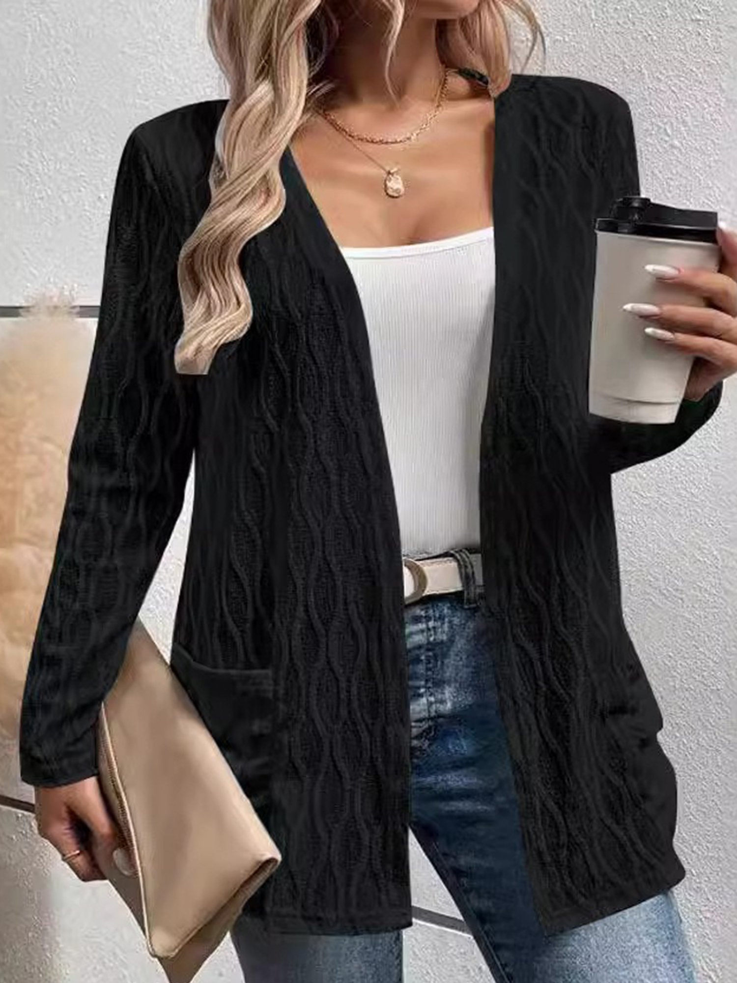 Women Spring/Fall Outerwear Casual Plain Long Sleeve Jacket
