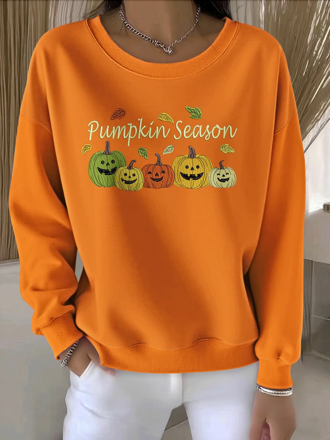 Casual Crew Neck Floral Sweatshirt