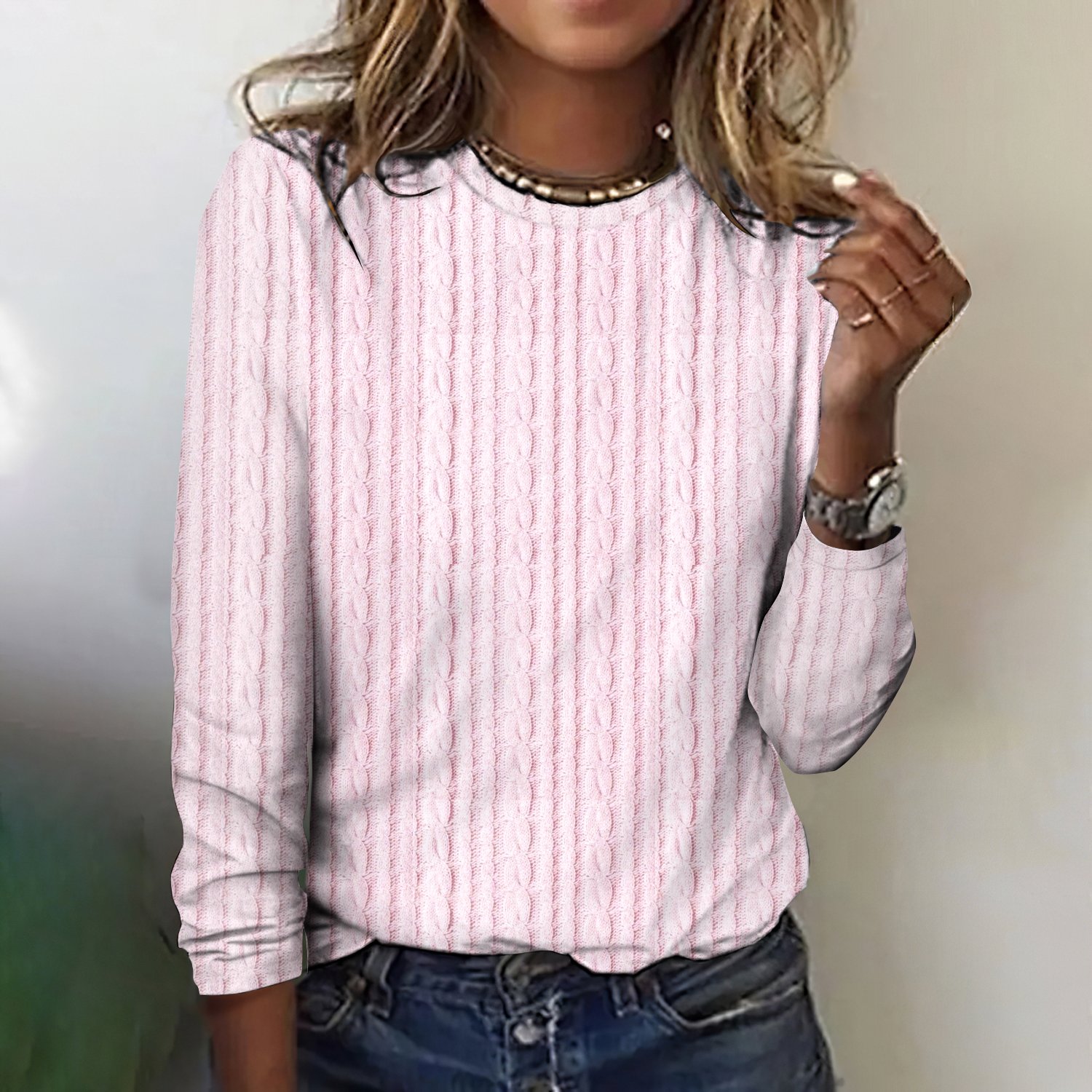 Vintage Striped Crew Neck Long Sleeve T-shirt