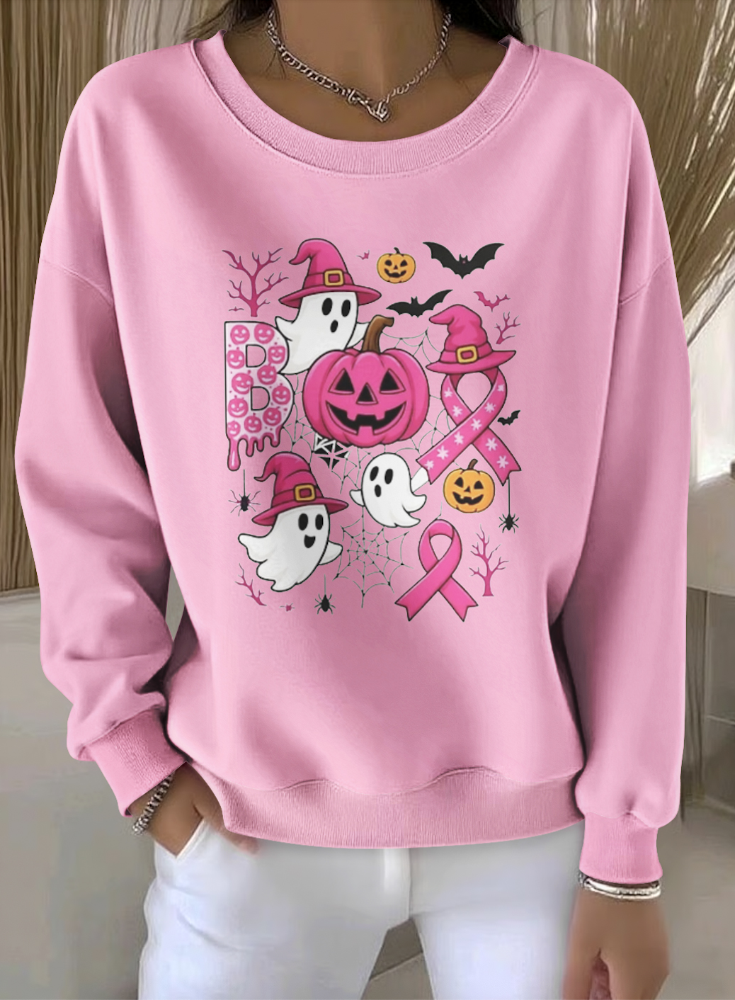 Casual Crew Neck Halloween Sweatshirt