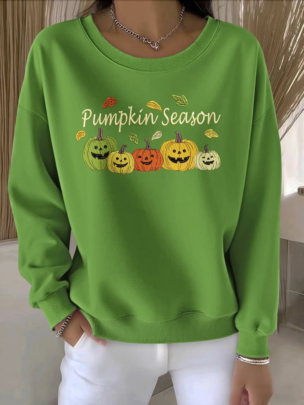 Casual Crew Neck Floral Sweatshirt