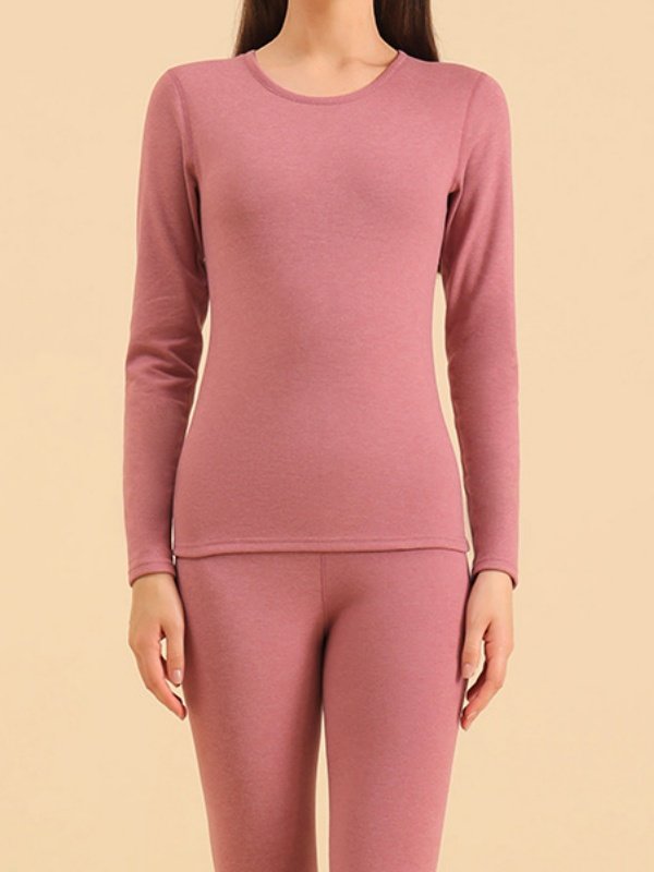 Women Plain Two-Piece Set Daily Long Sleeve Casual Spring/Fall Top With Pants Matching Set