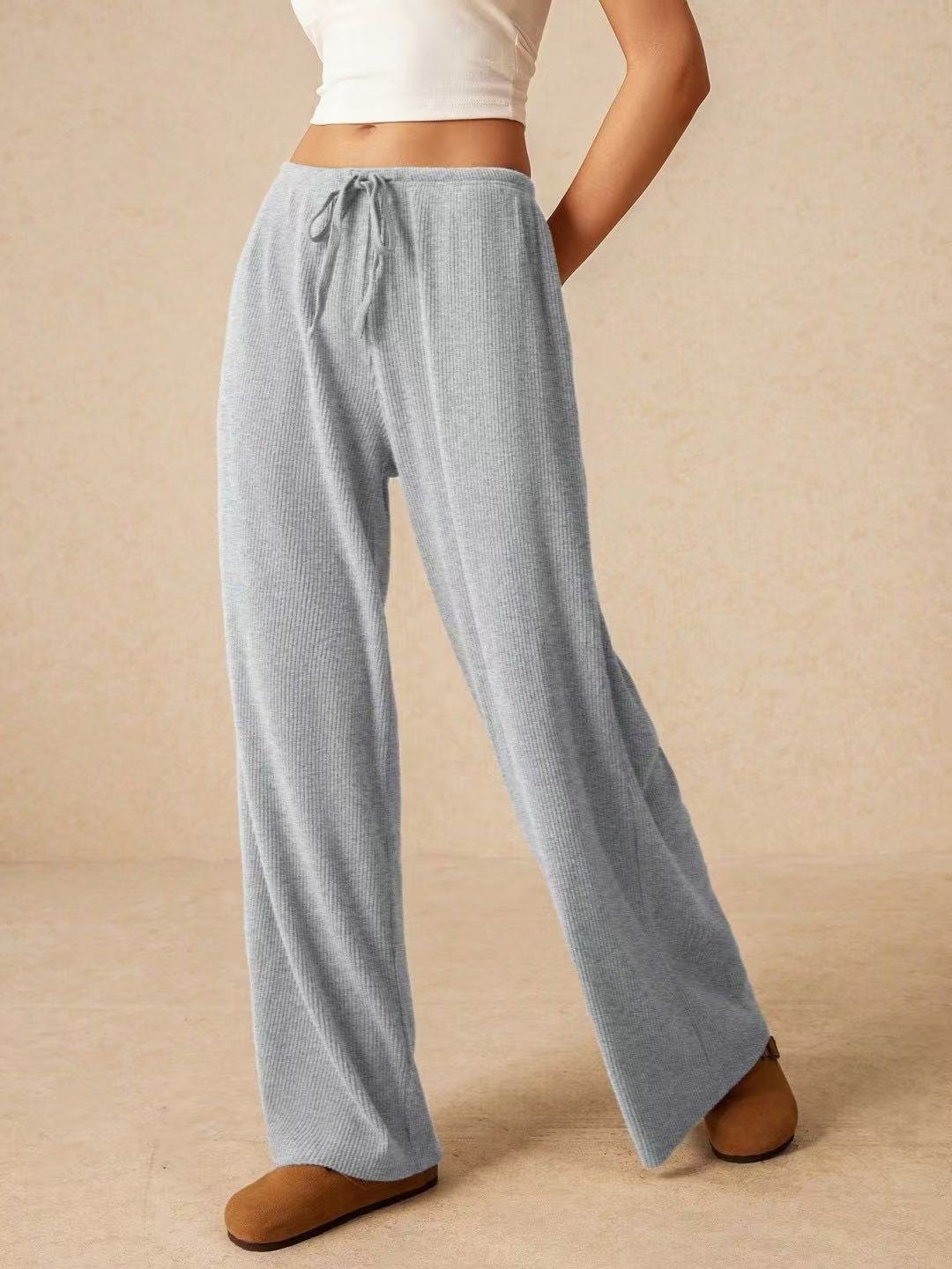 Women Plain Long Elastic Waist Pants Casual Spring/Fall Trousers