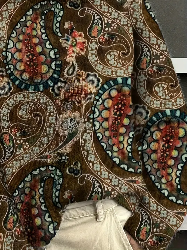 Women Floral Long Sleeve Comfy Vintage Printing Sweater