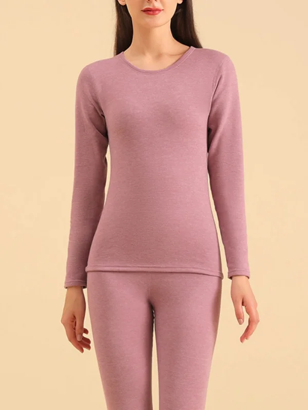 Women Plain Two-Piece Set Daily Long Sleeve Casual Spring/Fall Top With Pants Matching Set