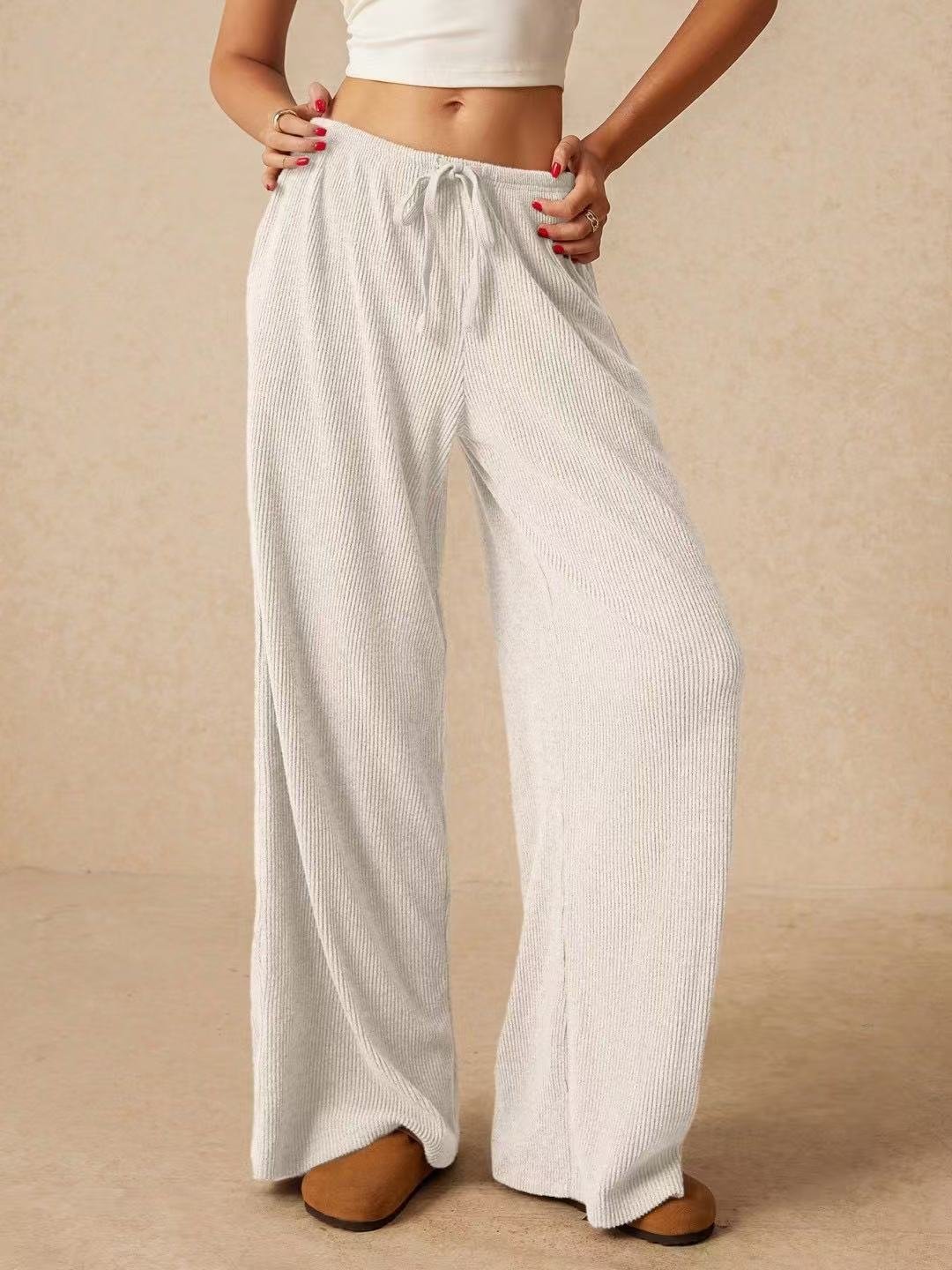 Women Plain Long Elastic Waist Pants Casual Spring/Fall Trousers