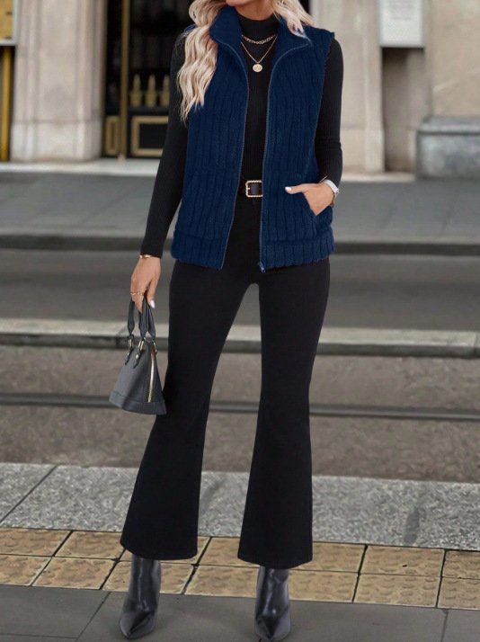 Women's Autumn And Winter Fashion Casual Simple Sleeveless Versatile Vest Jacket