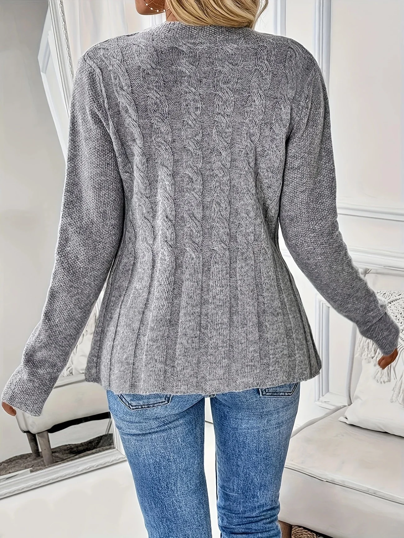 Women Plain Long Sleeve Comfy Casual Cardigan
