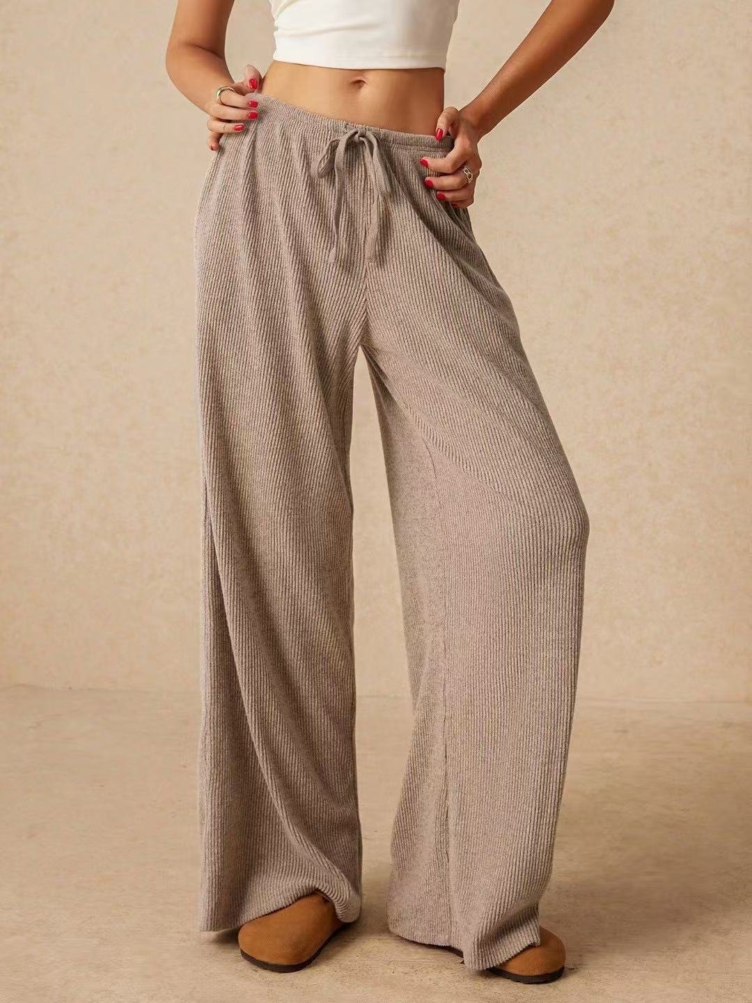 Women Plain Long Elastic Waist Pants Casual Spring/Fall Trousers