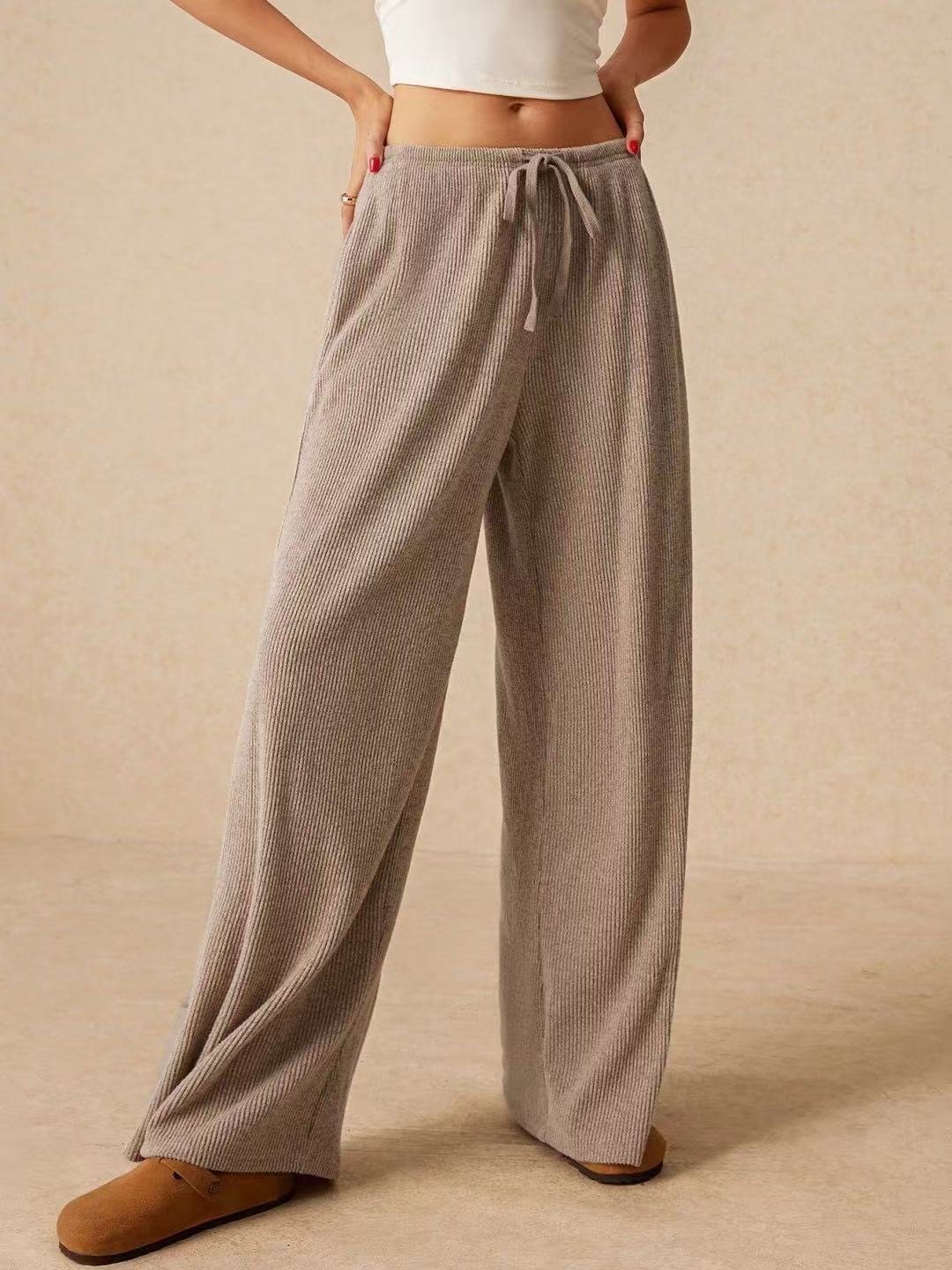Women Plain Long Elastic Waist Pants Casual Spring/Fall Trousers